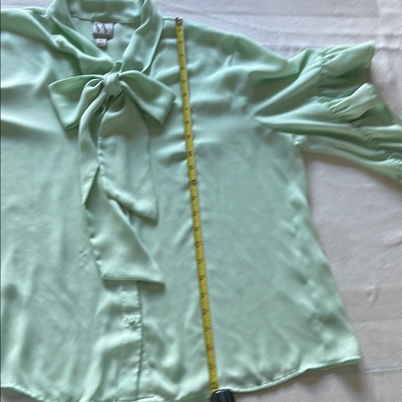Worthington Green Flutter Sleeve Blouse with Tie Front - Picture 5 of 6